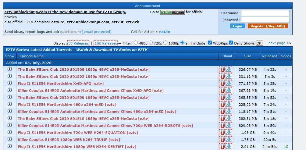 EzTV Proxy movies