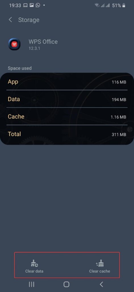 Empty App Cache or App Data