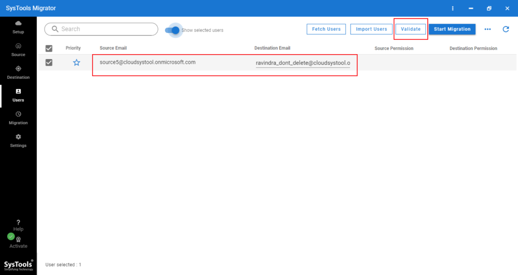 OneDrive for Business Migration Tool validate permissions.