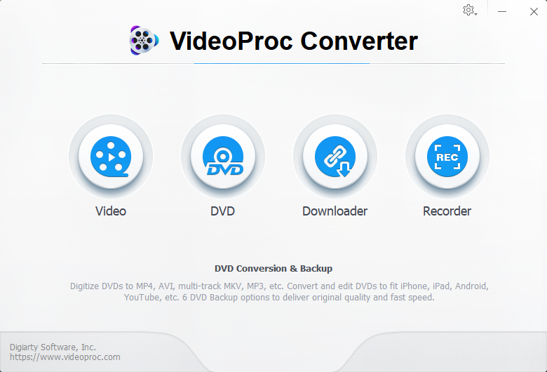 VideoProc Converter startup screen