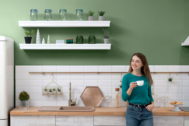 Monochrome Green Kitchen Colour